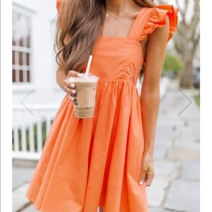 Caitlin Covington x Pink Lily Orange Ruffle Dress